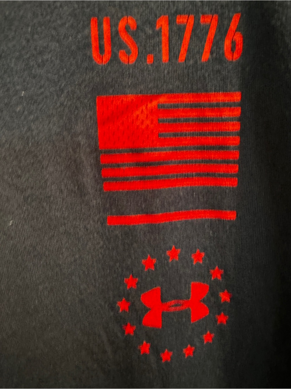 Under Armour Black Short Sleeve Tee with Red Patriotic Logo